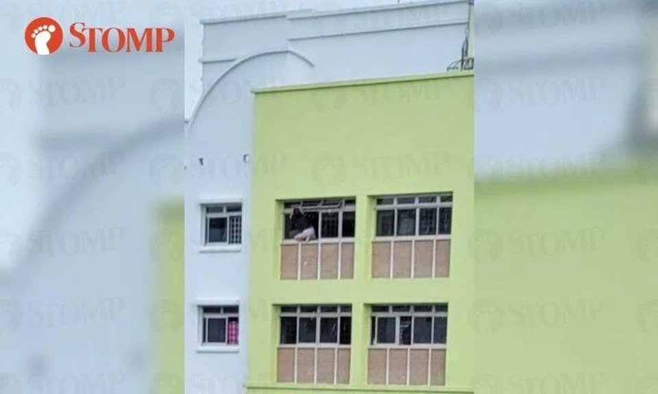 Stomper Kok Wei shared a photo of the incident at Block 669 Woodlands Ring Road, which is 12 storeys tall.