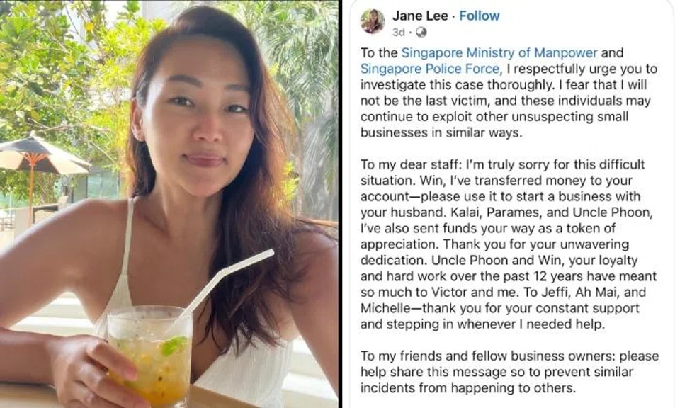 Jane Lee's Facebook post