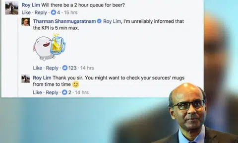 DPM Tharman ups his cool factor with tongue-in-cheek Facebook reply on long beer queues