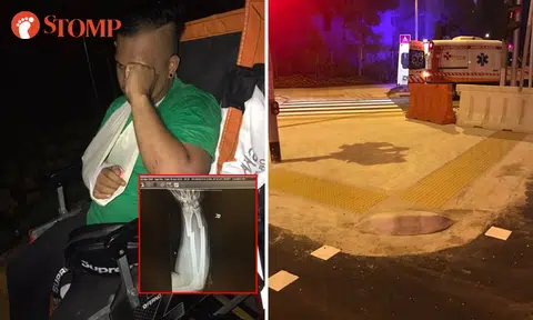 GrabFood delivery rider breaks arm after hitting unmarked kerb: JTC, NParks investigating