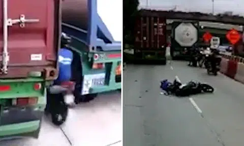 Biker killed after being run over when trying to ride between 2 trailers at Jurong Town Hall Road