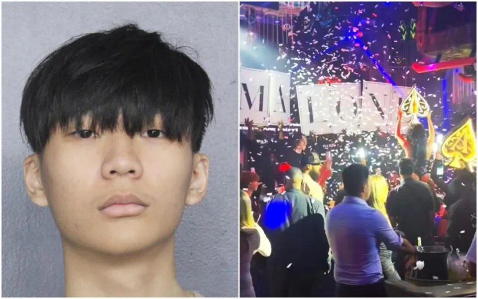 A screenshot of an Instagram reel (right) showing Malone Lam purportedly having an extravagant party at a nightclub.