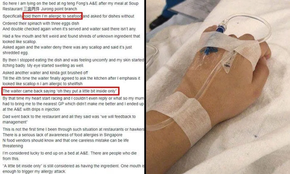 Diner hospitalised after restaurant serves shellfish despite being informed of her allergy
