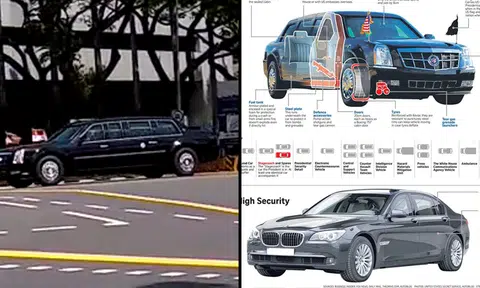 Trump's super 'zhnged' car The Beast spotted on the way to Istana