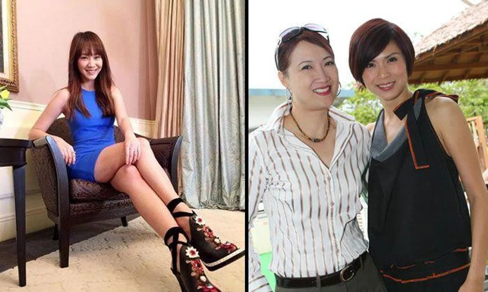 Julie Tan (left panel) said that Hong Huifang (leftmost in right panel) did not tell her about the news because she wanted to protect her from Pan Ling Ling (rightmost). PHOTO: LIANHE WANBAO