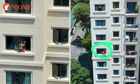 Woman spotted squatting on ledge to clean window at Alexandra condo, draws concern from onlookers