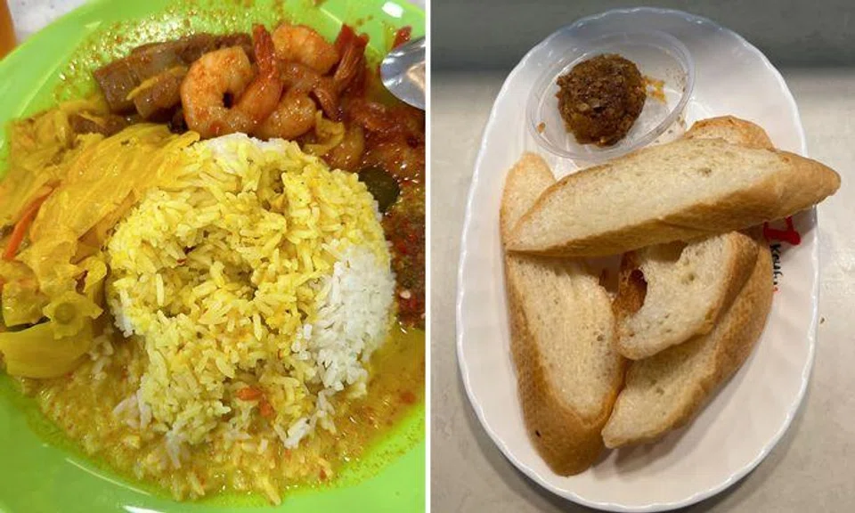 Koufu at SGH under fire for $11.80 nasi padang, $3.50 'stale' bread set that doesn't look like photo