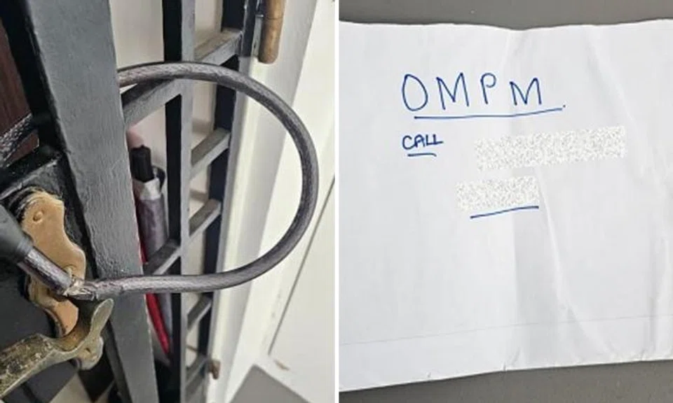 Man, 63, arrested for locking gate of Upper Serangoon View unit and leaving 'OMPM' note
