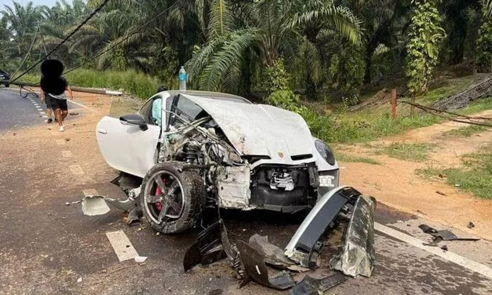 S'porean couple injured after crashing Porsche while travelling with luxury car convoy in Johor