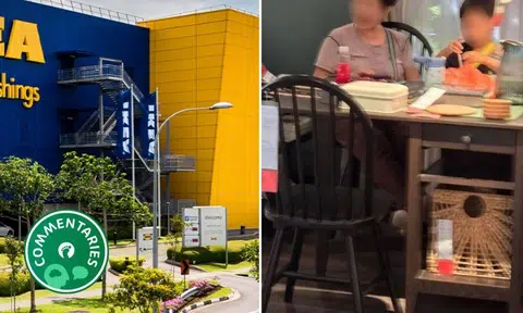 grandma lets child eat in ikea showroom