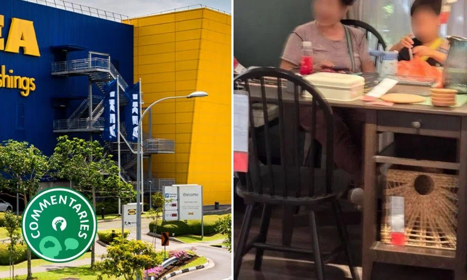 grandma lets child eat in ikea showroom