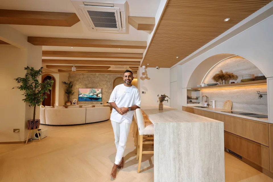 Singer Taufik Batisah in his new three-storey landed property. ST PHOTO: KEVIN LIM