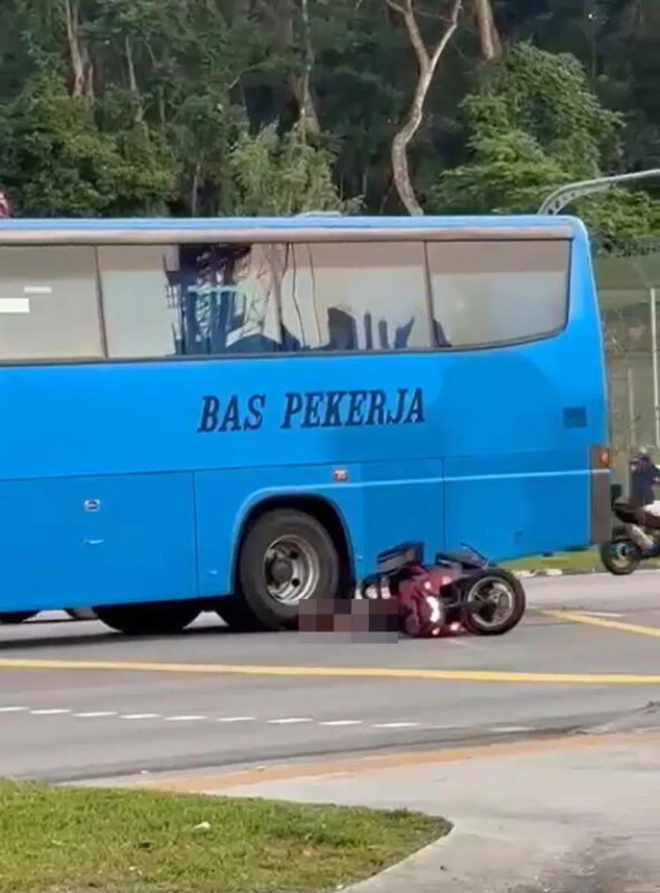 A motorcyclist died after an accident with a bus in Woodlands.