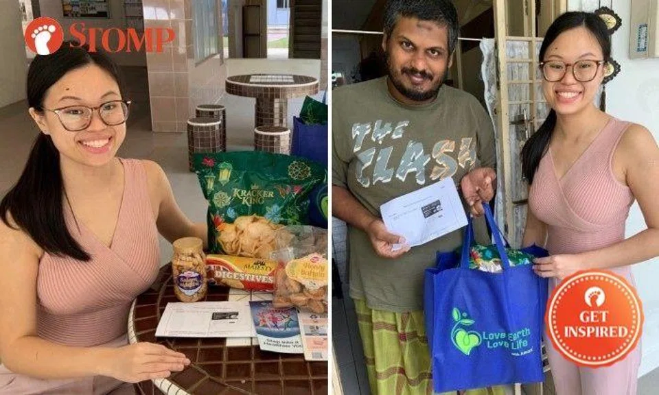 While delivering the carepacks on March 31, Miss Yap also shared with the recipients tips on sustainability and how to use the $300 Climate Vouchers from the Government.