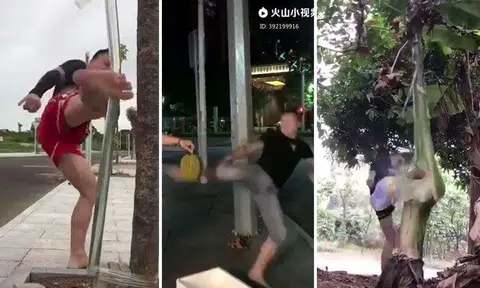 Watch this guy kicking things... including a durian