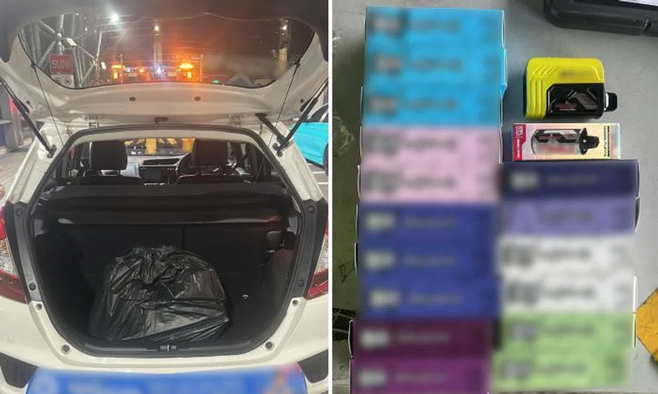 S'pore rental car at Woodlands Checkpoint found with contraband cigarettes, vapes