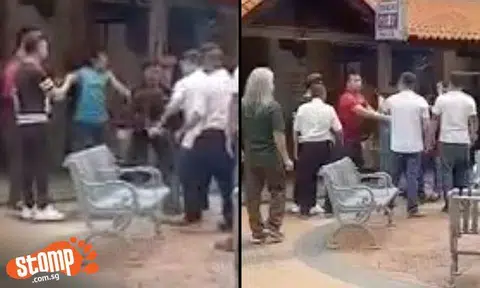 Group of men holds down assailant and repeatedly punches him after he tackles one of them at Toa Payoh Central 