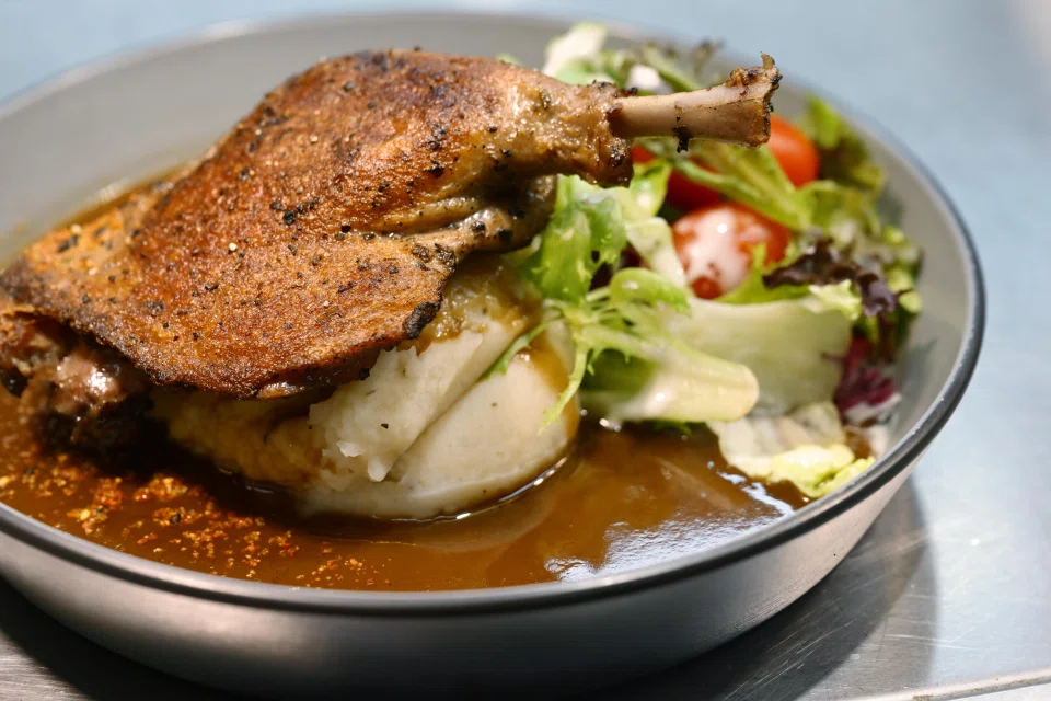 Duck Confit With Mashed Potato at Eddy's. ST PHOTO: NG SOR LUAN