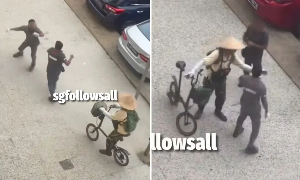 worker fight, HDB carpark, viral video