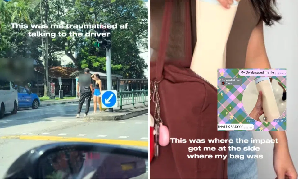 The woman claimed that her Owala bottle likely saved her life by absorbing some of the impact.