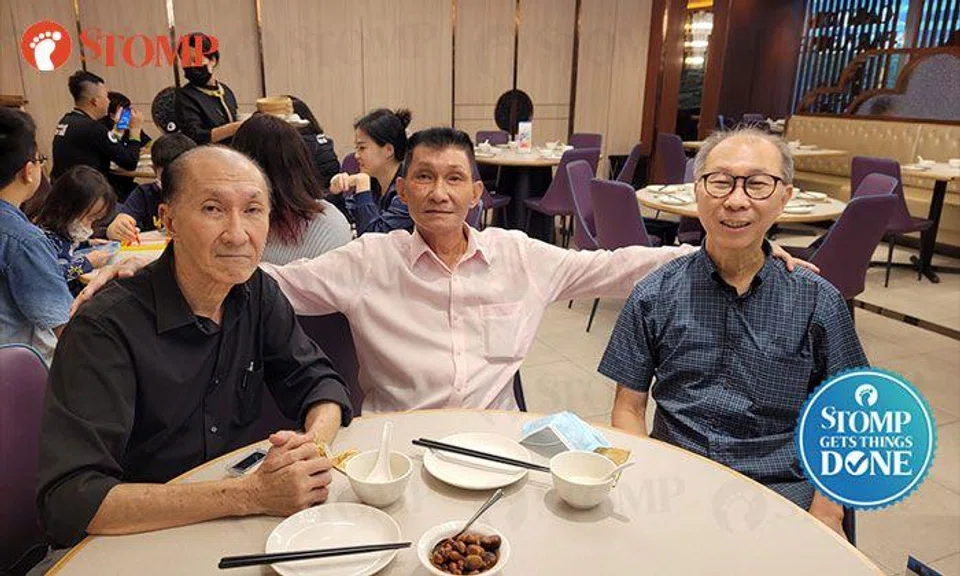 From left to right: Stomper Alan, his long-lost fourth brother, Steven and their third brother, George. PHOTO: STOMP