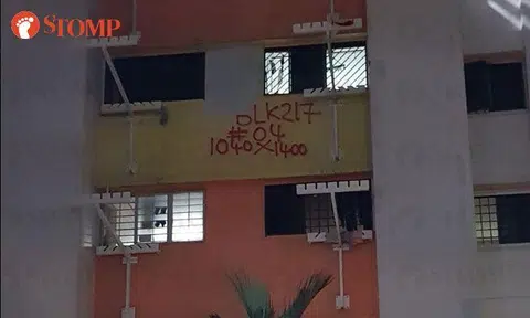Could this be loansharks taking their activities to new heights at Blk 217 Marsiling Crescent?