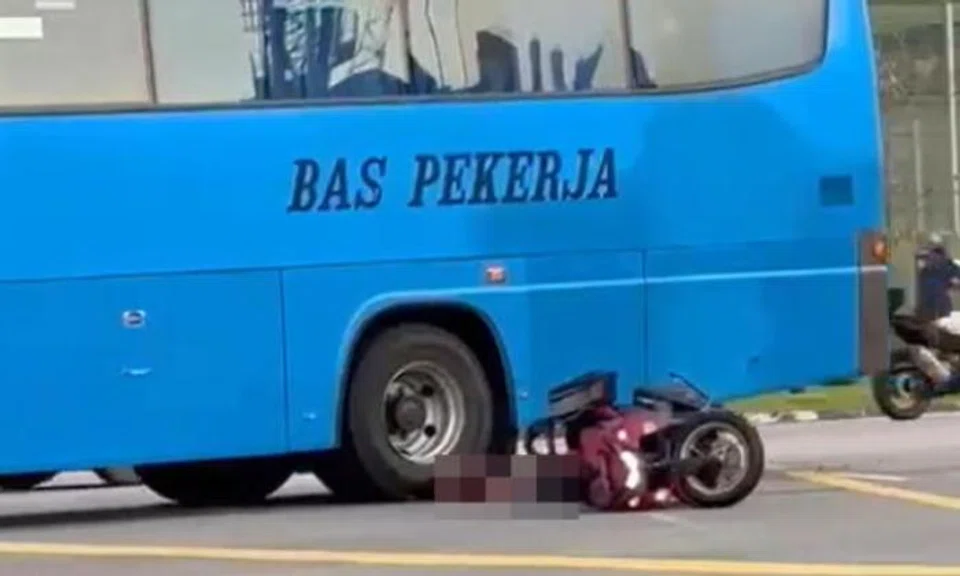 A motorcyclist died after an accident with a bus in Woodlands.