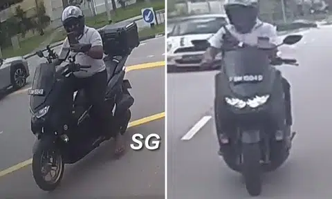 Motorcyclist caught making video call and 'taking in the views' while riding in Changi