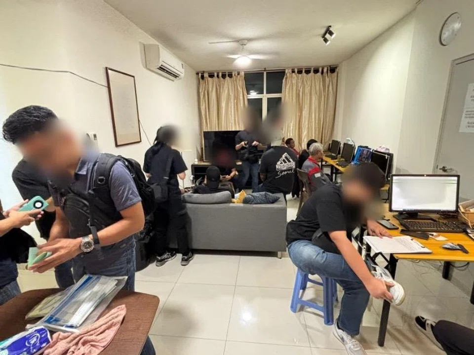 Enforcement operation against illegal online gambling activities along Lorong 39 Geylang
