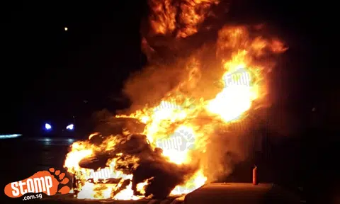 Car completely engulfed in flames at West Coast Highway