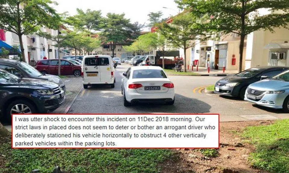 FB user says Audi driver parked in middle of road for 26 min and blocked 4 cars at Jurong East