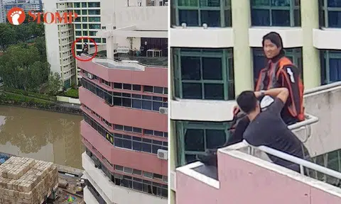 Duo go to great heights to take photo on roof of building at 21 Moonstone Lane