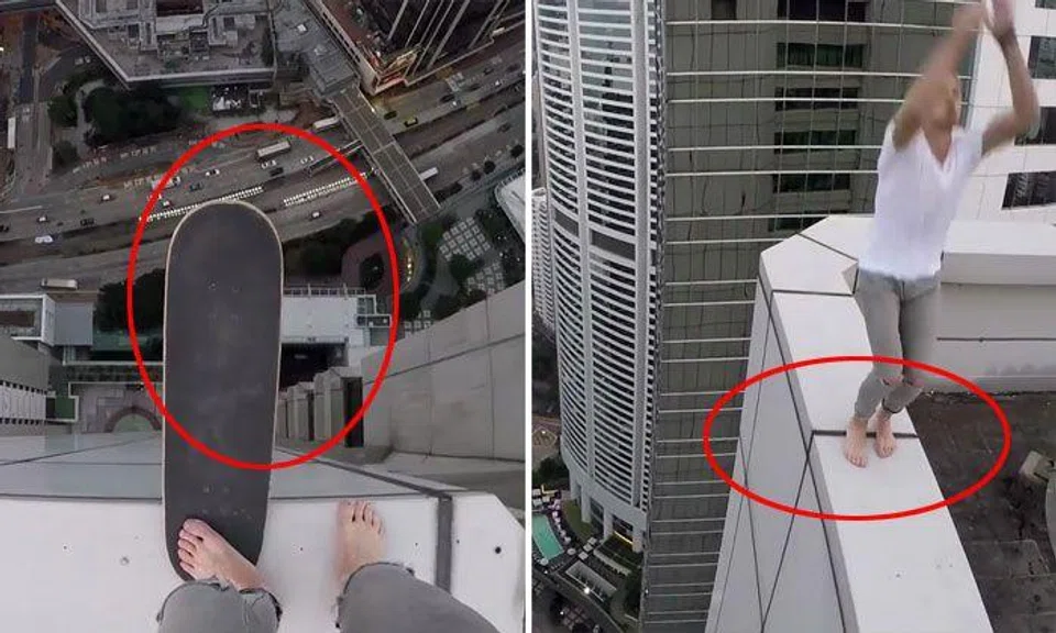 Russian daredevil skateboards on top of HK skyscraper