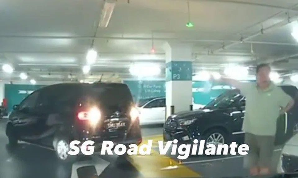 Elderly man stops waiting car from parking in lot at The Heeren, says 'f*** you' to driver