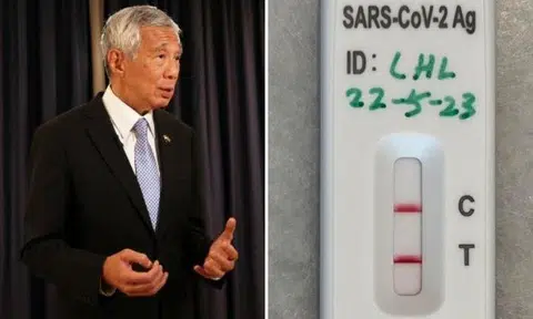 Prime Minister Lee Hsien Loong shared a photo of his antigen rapid test result.