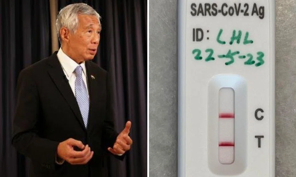 Prime Minister Lee Hsien Loong shared a photo of his antigen rapid test result.