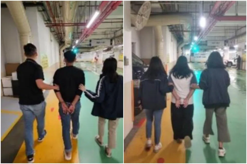 Twenty-seven men and seven women were nabbed during raids targeting suspects who gave their bank accounts to scammers for use in money laundering.