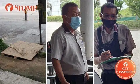 The two SBS Transit traffic inspectors went over and beyond by removing a dangerous object that fell from a lorry on Woodlands Road.