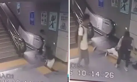 Woman swallowed by opening floor at Shenzhen train station