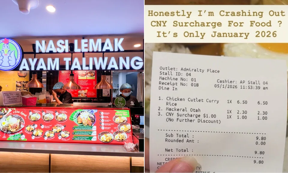 The store later clarified that the “CNY surcharge” on the receipt was actually for extra curry.