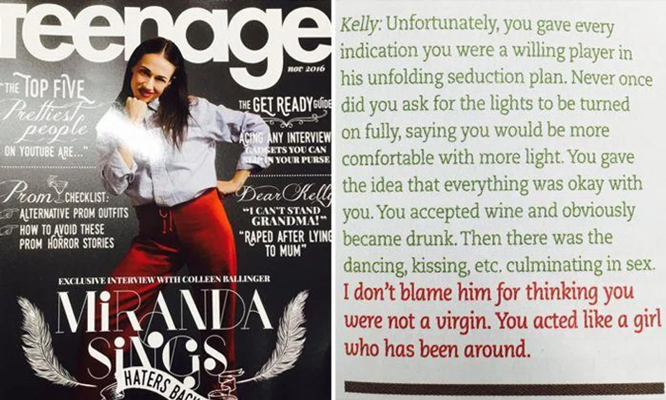 Local teen magazine slammed after columnist calls rape victim 'naive and inexperienced'