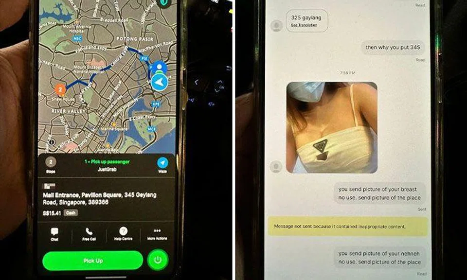 Passenger keys in wrong Geylang address, then sends Grab driver photo of her chest