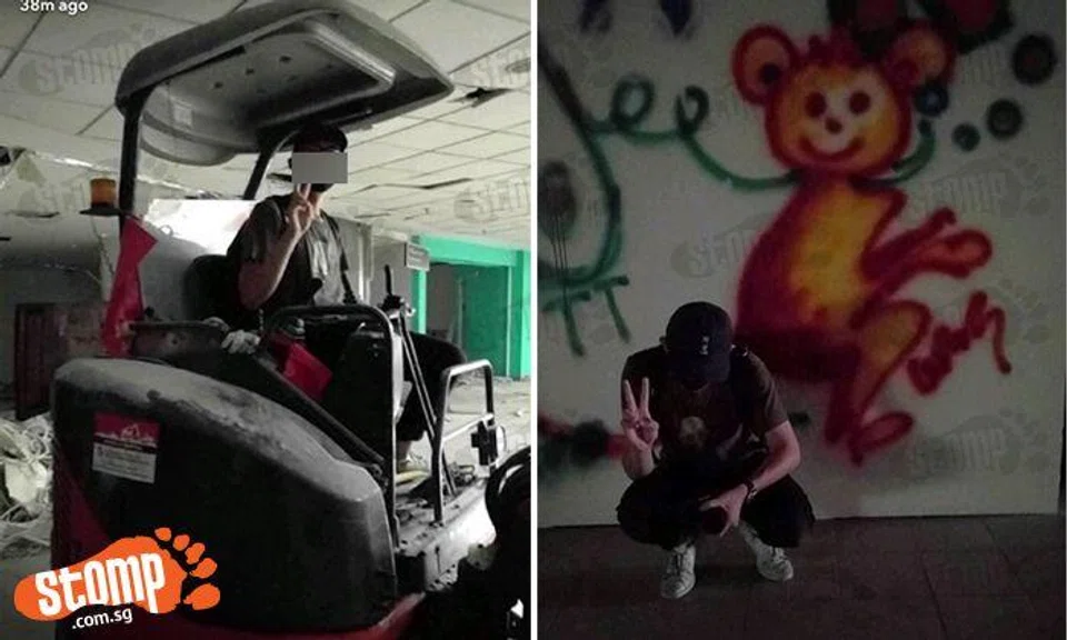 Teen breaks into Funan mall -- then posts photos of himself playing with construction equipment