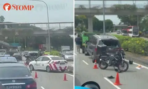 Motorcyclist taken to hospital after accident with car along Jalan Eunos