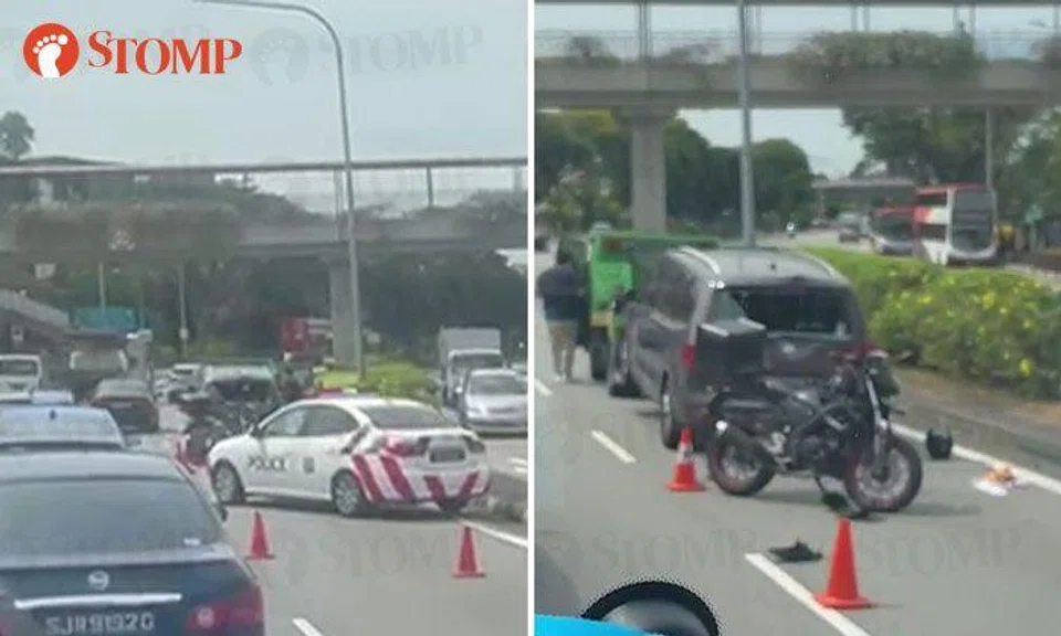 Motorcyclist taken to hospital after accident with car along Jalan Eunos