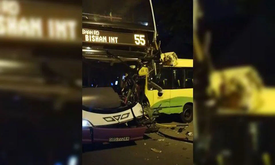 2 taken to hospital after collision involving SBS Transit bus and school bus at Bedok Rd