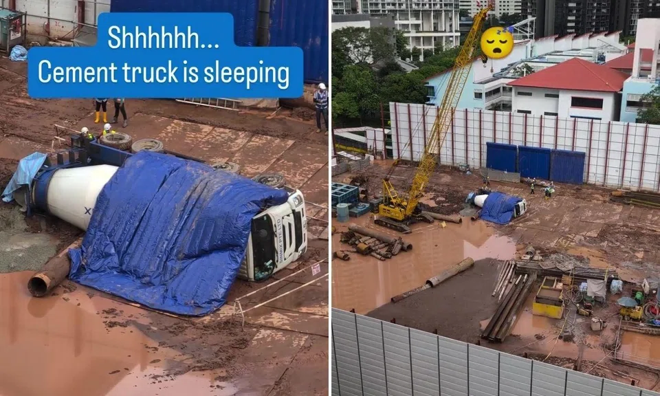 sleeping mixer truck amuses netizens