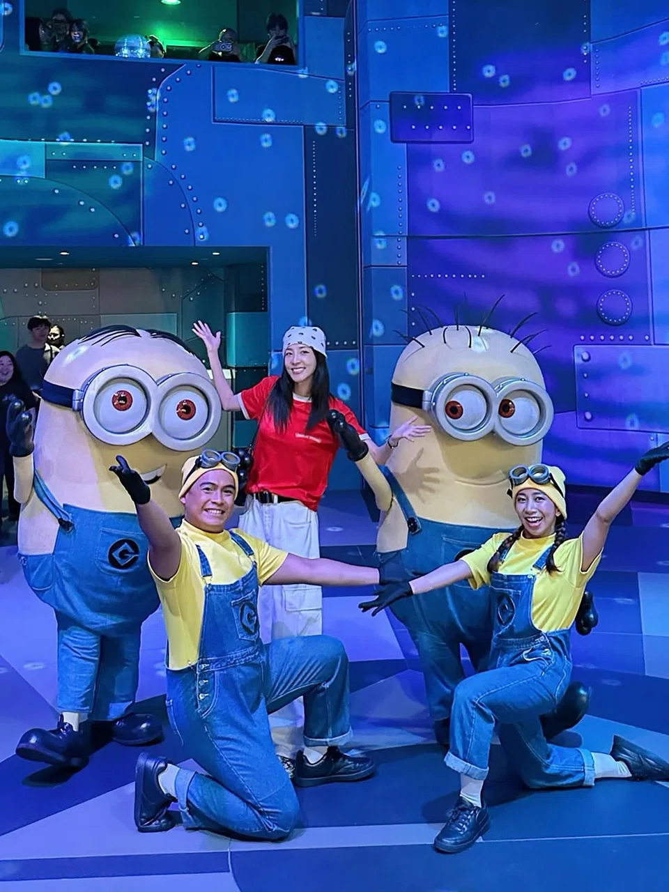 Dara with the Minion characters at Universal Studios Singapore. PHOTO: SANDARA PARK/INSTAGRAM