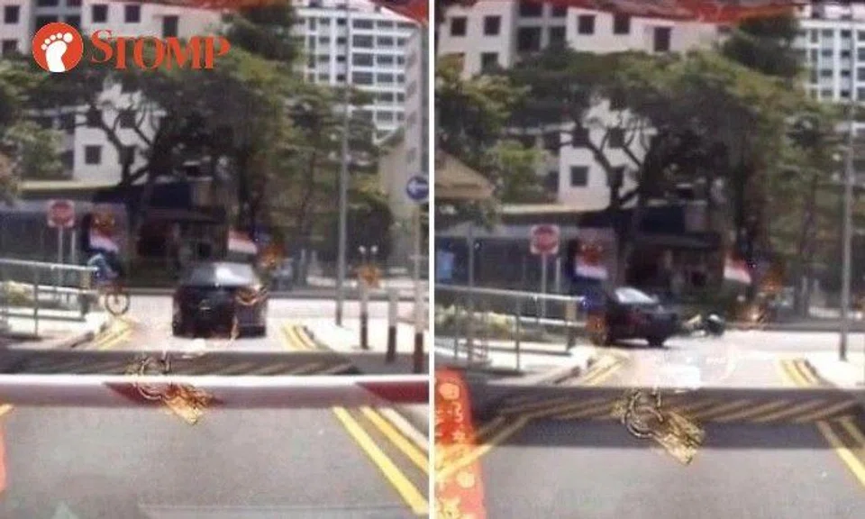 Mercedes knocks over GrabFood cyclist at Toa Payoh Central