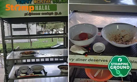 return trays at designated stations in hawker centres